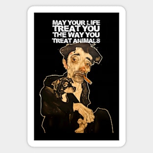 Puff Sumo: May Your Life Treat You the Way You Treat Animals  on a dark background Magnet